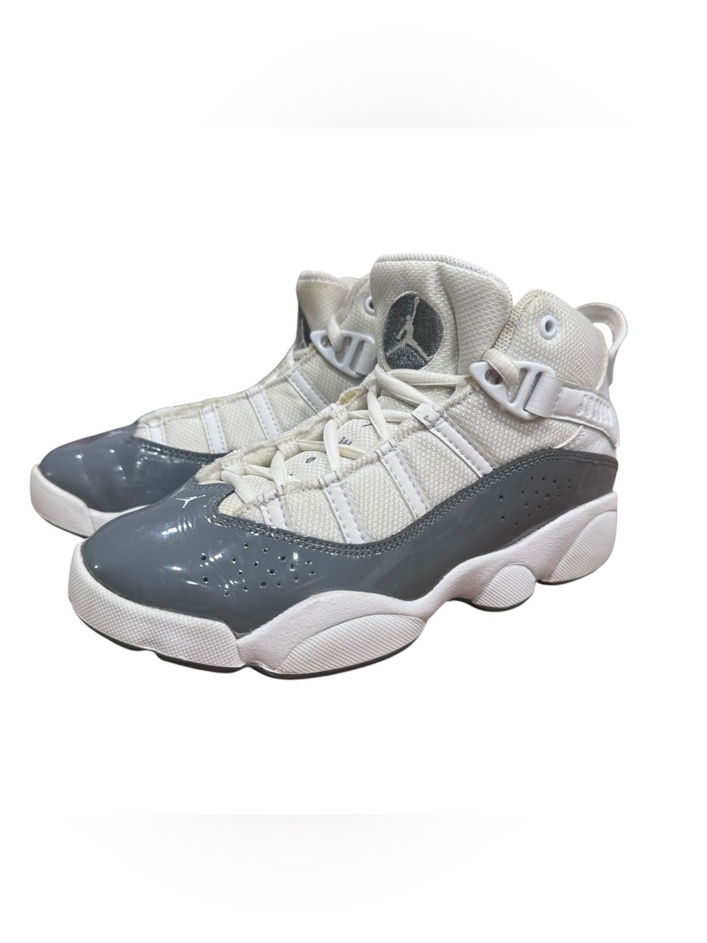 Nike Air Jordan 6 Rings White Cool Grey Youth Size 2.5Y Kids Basketball Shoes